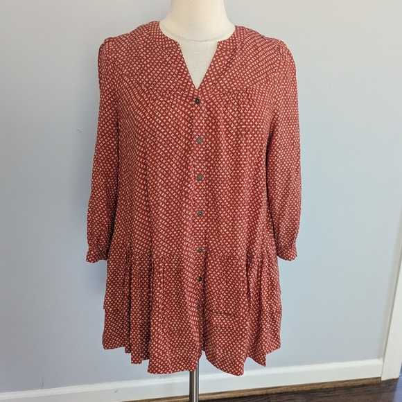 Women's Anthropologie Holding Horses Small Orange Button Down Blouse - Picture 2 of 8